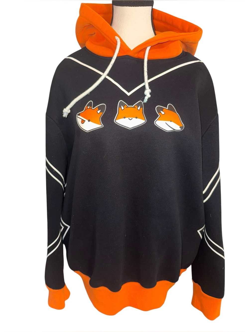 Juniper Creates Fundy Fox Hoodie Black Orange Pullover Kawaii 2021 XL unisex
